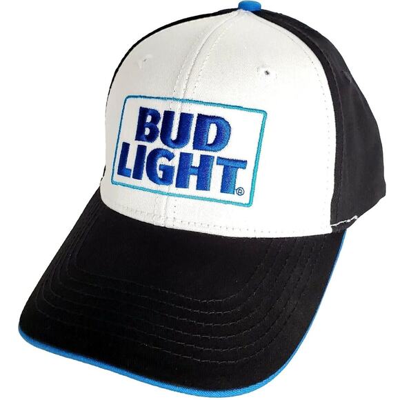 Bud Light Embroidered Stitched Adjustable Blue Snapback Hat Black One Size New - Picture 1 of 7